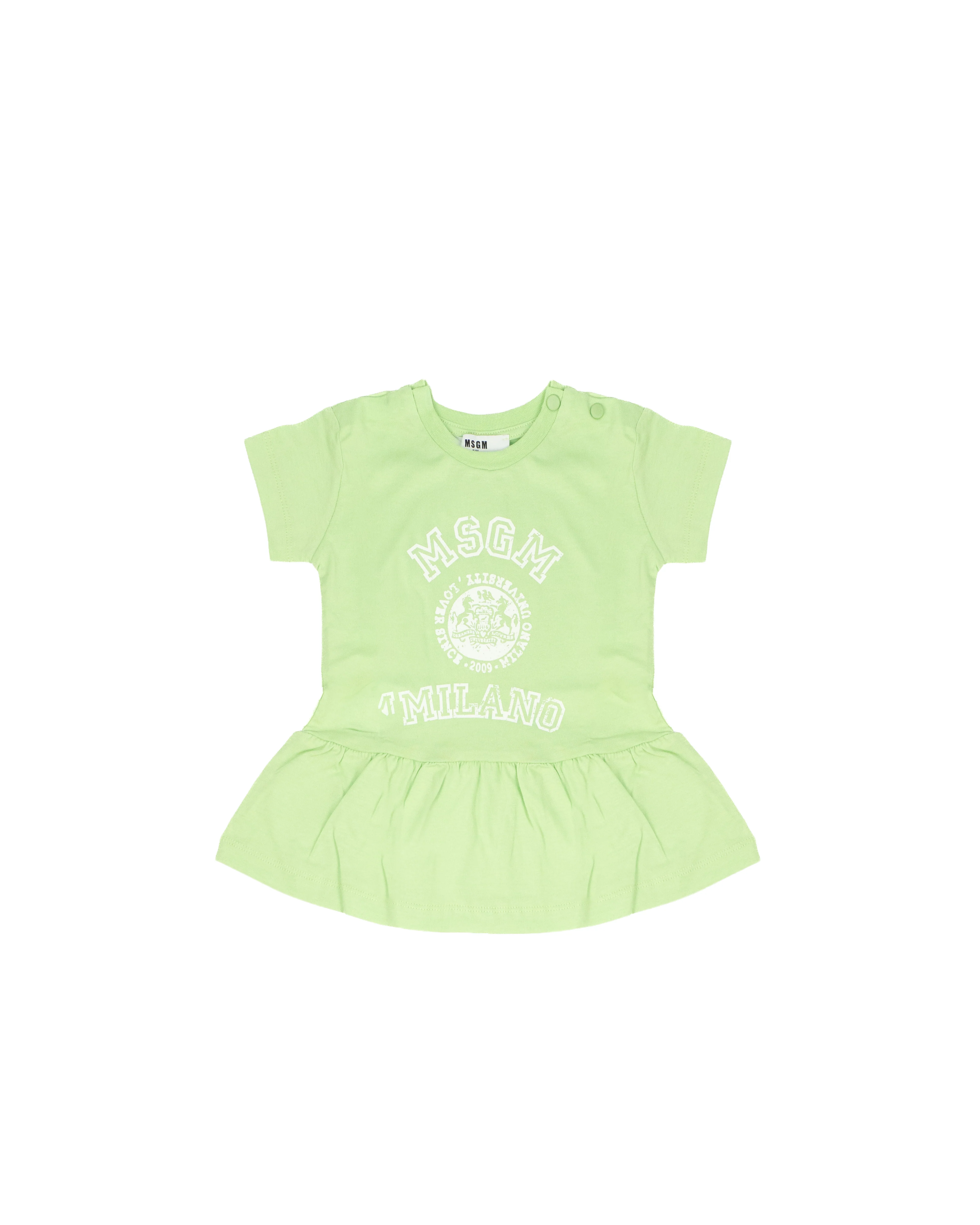 Msgm Kids Abito Verde con Stampa Logo per Neonati