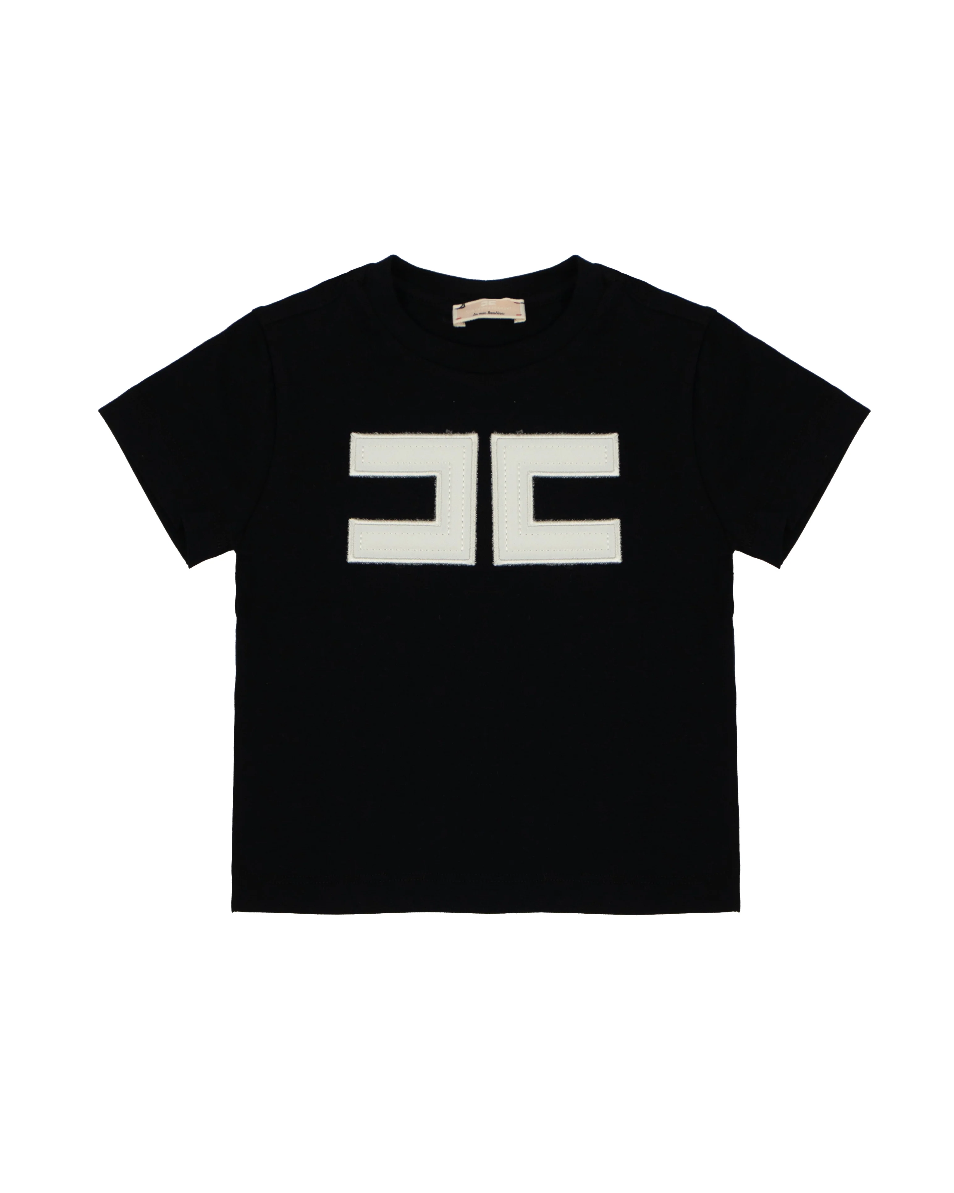Elisabetta Franchi La Mia Bambina T-shirt Nero con Logo Bianco per Neonate