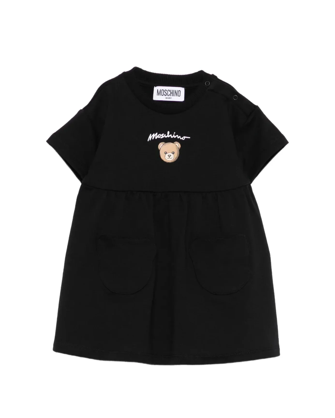 Moschino Kids Abito Nero Con Logo Teddy Bear per Neonate